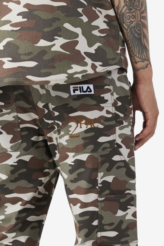 2pac كارجو بانت فيلا بطباعة مموهة BX00H4716 طباعة كامو FILA