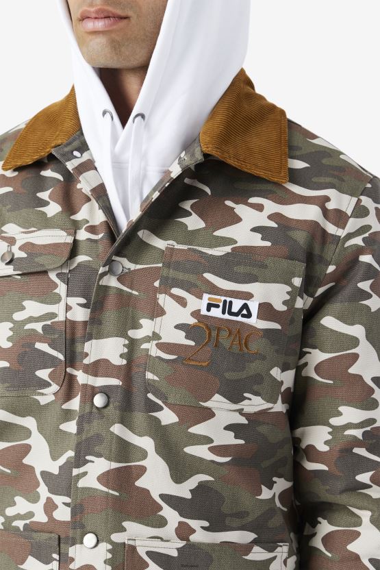 سترة 2pac بطباعة مموهة فيلا/بني برونزي BX00H4776 طباعة مموهة/بني برونزي FILA