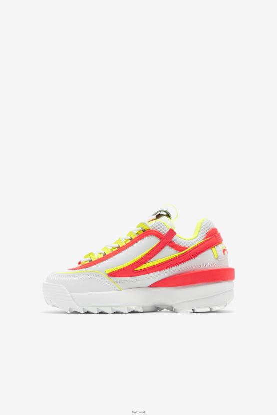 لعبة Big Kids' Disruptor 2 EX Fila باللون الأبيض/المرجاني الناري/الأصفر BX00H42054 أبيض / مرجاني ناري / أصفر FILA