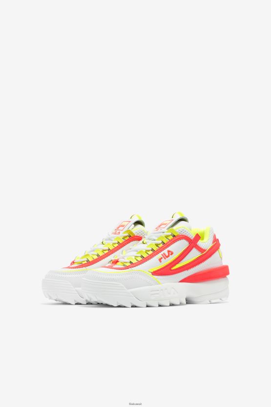 لعبة Big Kids' Disruptor 2 EX Fila باللون الأبيض/المرجاني الناري/الأصفر BX00H42054 أبيض / مرجاني ناري / أصفر FILA