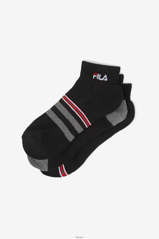 جوارب ربع مخططة للرجال باللون الأسود مكونة من 3 قطع BX00H41092 أسود FILA