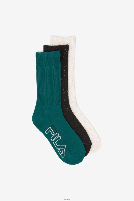 مجموعة من 3 جوارب نسائية مخططة من Fila باللون الأسود BX00H41017 أسود FILA
