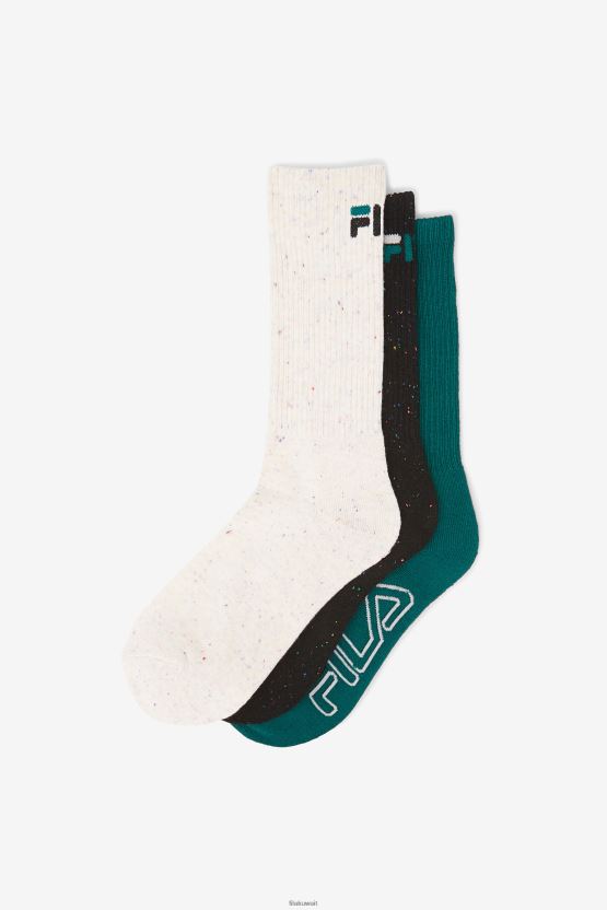 مجموعة من 3 جوارب نسائية مخططة من Fila باللون الأسود BX00H41017 أسود FILA