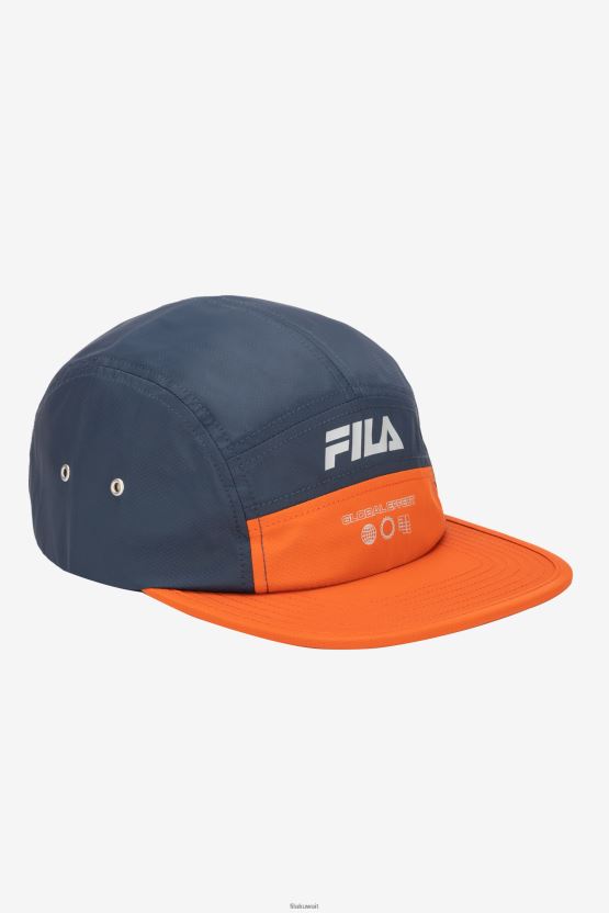قبعة تخييم من 5 ألواح باللون الأزرق الداكن/الطماطم الكرزية BX00H4975 البحرية / الطماطم الكرز FILA