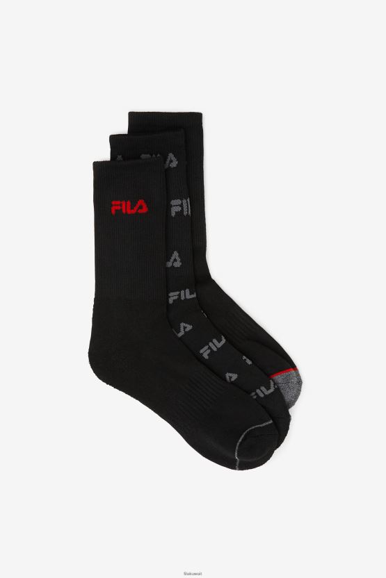 جوارب دائرية للأطفال من فيلا - عبوة من 6 قطع باللون الأسود BX00H41057 أسود FILA