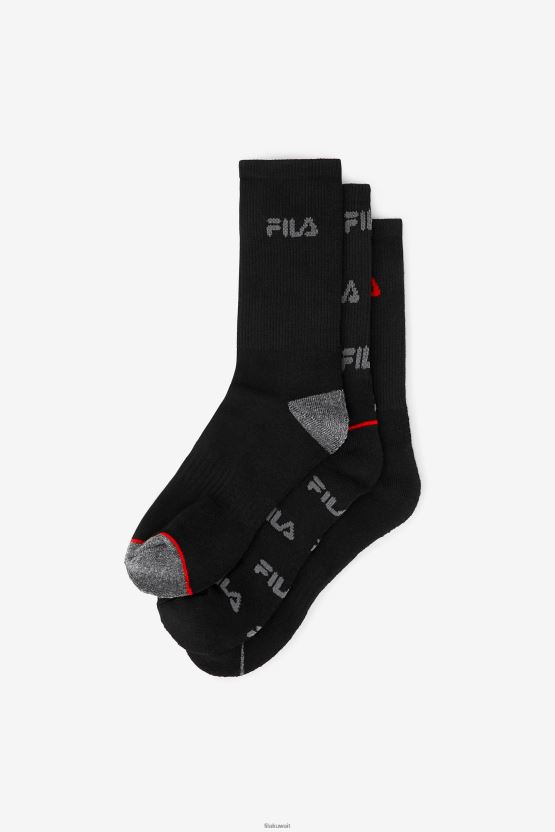 جوارب دائرية للأطفال من فيلا - عبوة من 6 قطع باللون الأسود BX00H41057 أسود FILA
