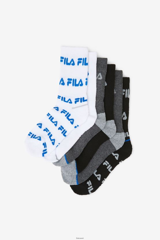 جوارب دائرية للأطفال مكونة من 6 قطع باللون الأسود متعدد الألوان BX00H41058 أسود متعدد FILA