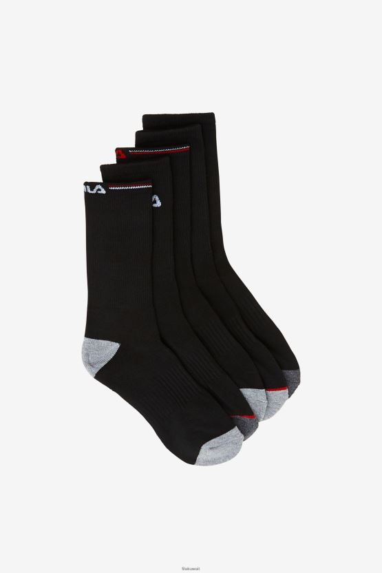 جوارب دائرية للأطفال مكونة من 6 قطع باللون الأسود BX00H41061 أسود FILA