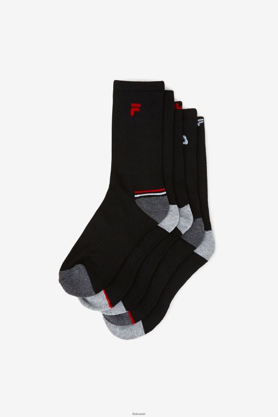 جوارب دائرية للأطفال مكونة من 6 قطع باللون الأسود BX00H41061 أسود FILA