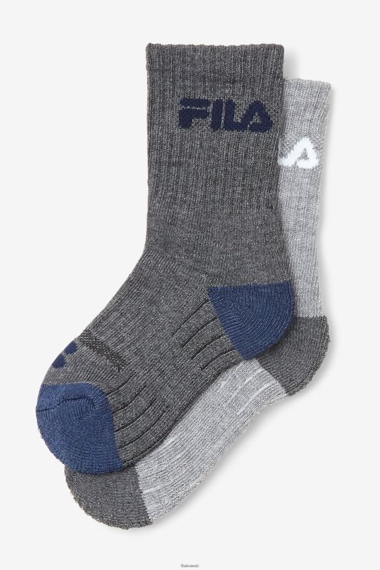 مجموعة من 6 جوارب مبطنة للأطفال باللون الرمادي من فيلا BX00H41072 رمادي متعدد FILA
