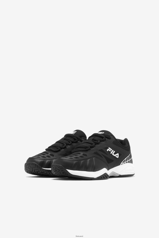 حذاء Axilus Jr Fila للأطفال باللون الأسود/الأبيض/الفضي المعدني BX00H42300 أسود/أبيض/فضي معدني FILA