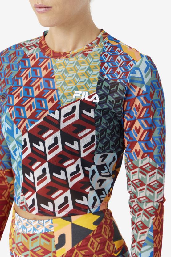 توب بيردي بأكمام طويلة، محيطي/أصفر/أبيض BX00H41379 المحيط/الأصفر/وايت FILA