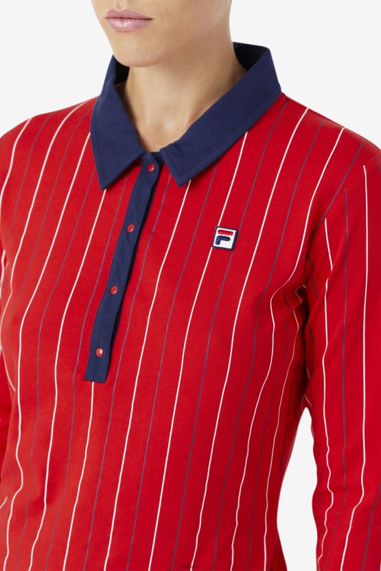 جادا الأحمر بولو فيلا طويلة الأكمام BX00H41386 أحمر FILA