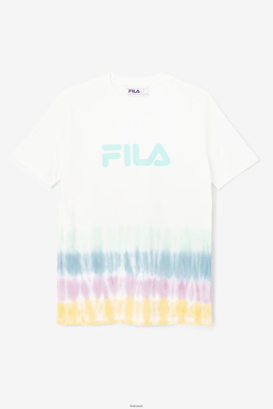 تي شيرت صبغ ربطة عنق أبيض من فيلا أليفيا BX00H41402 صبغة ربطة عنق بيضاء FILA