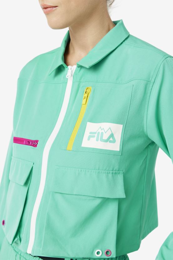 قميص ألينا بسحاب باللون الأخضر البحري BX00H41416 الأخضر البحري FILA