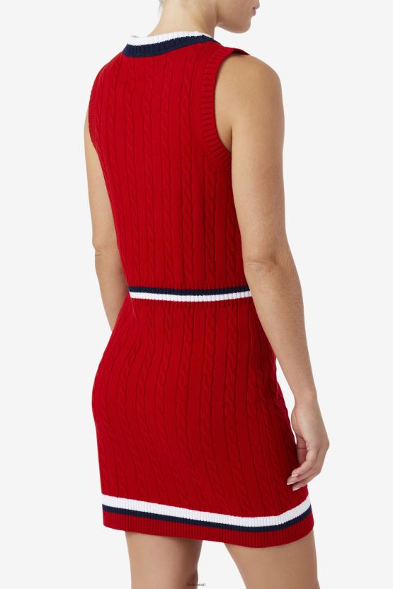 سترة داريان حمراء فستان متماسكة فيلا BX00H41542 أحمر FILA