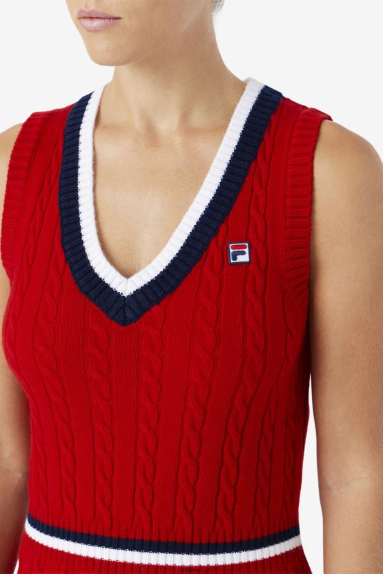 سترة داريان حمراء فستان متماسكة فيلا BX00H41542 أحمر FILA