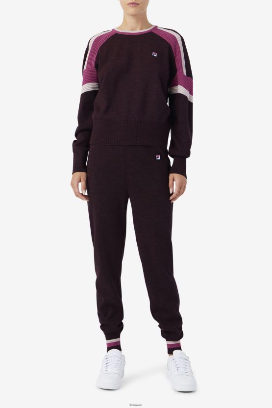 بنطلون منسوج من فيلا فرانكي عنب/أحمر/مجفف BX00H41561 نبيذ العنب/أحمر الشفاه/مجففات FILA