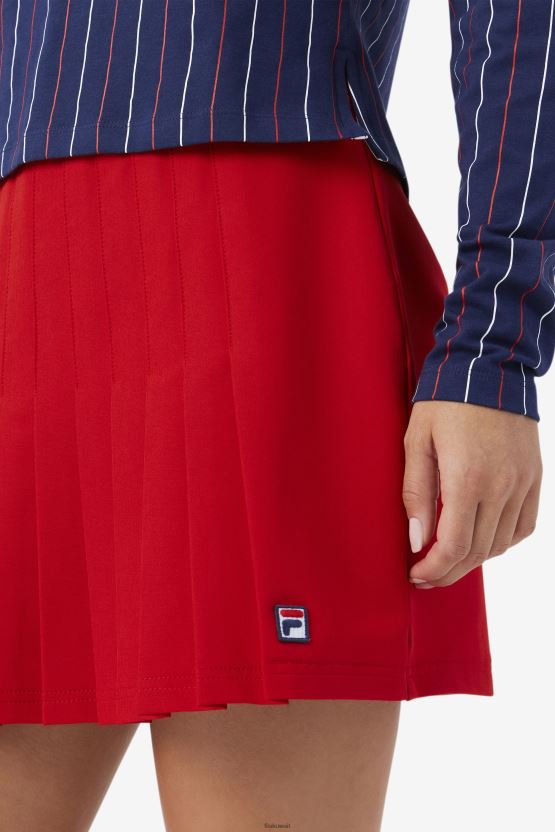 الأحمر ايمي تنورة مطوي فيلا BX00H41746 أحمر FILA