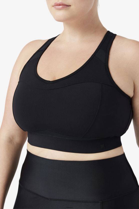 حمالة صدر رياضية من فيلا أبليفت بظهر متسابق باللون الأسود BX00H41837 أسود FILA
