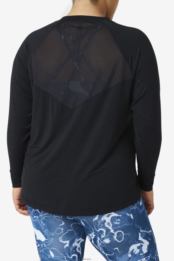 فيلا فاي لوكس شبكية الظهر بأكمام طويلة طاقم أسود BX00H41897 أسود FILA