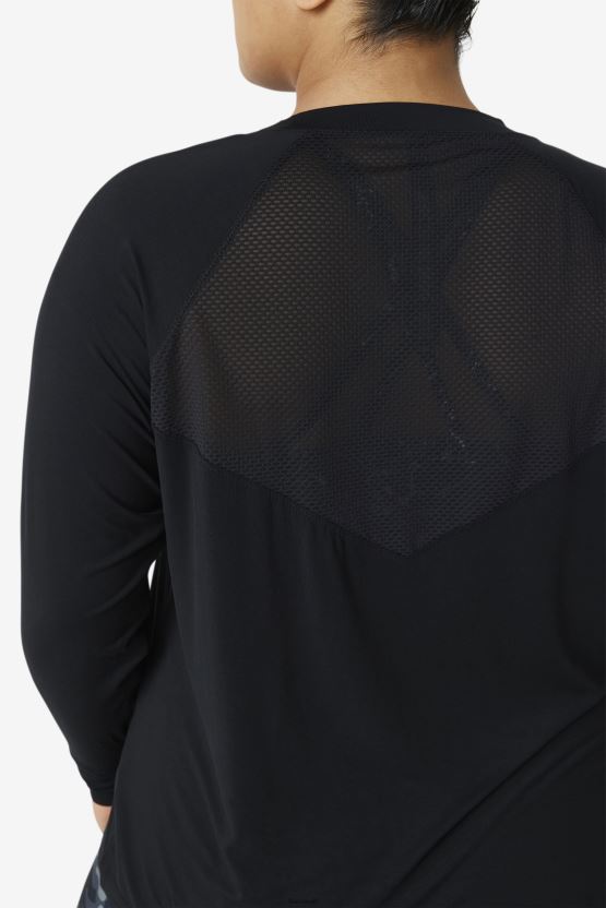 فيلا فاي لوكس شبكية الظهر بأكمام طويلة طاقم أسود BX00H41897 أسود FILA
