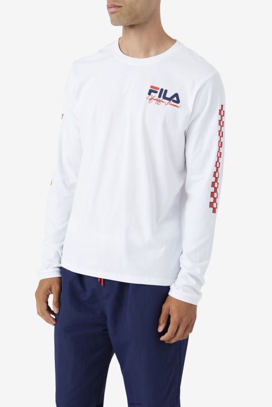 تي شيرت أبيض بأكمام طويلة من فيلا بيفانز بارك BX00H4250 أبيض FILA