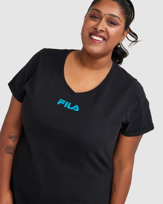 تي شيرت ريبيكا فيلا للسيدات باللون الأسود BX00H42858 أسود FILA