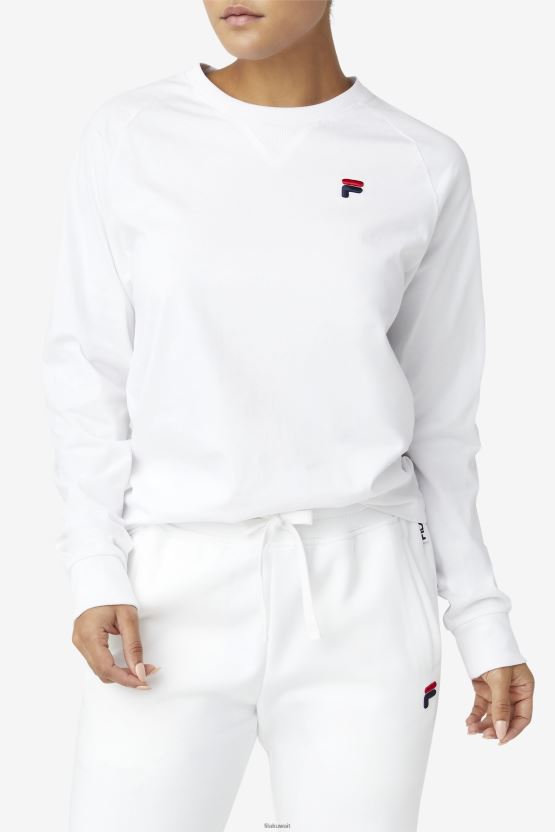 فيلان بيضاء طويلة الأكمام تي شيرت BX00H4288 أبيض FILA
