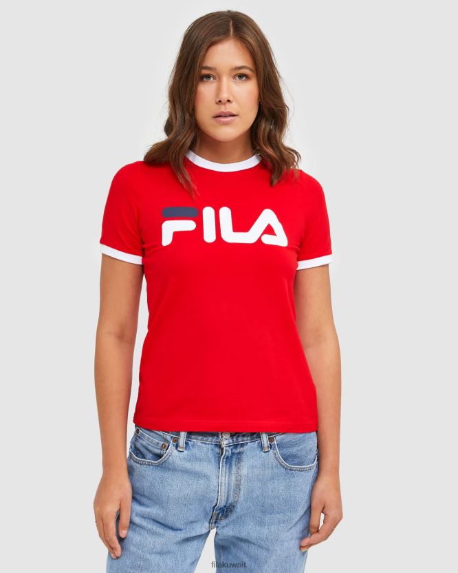 تي شيرت رينجر نسائي كلاسيكي باللون الأحمر BX00H42895 أحمر FILA