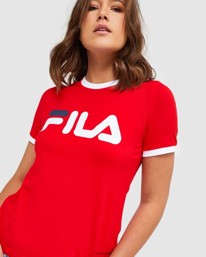 تي شيرت رينجر نسائي كلاسيكي باللون الأحمر BX00H42895 أحمر FILA