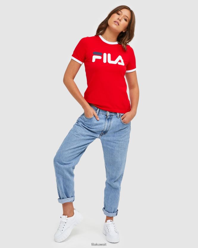 تي شيرت رينجر نسائي كلاسيكي باللون الأحمر BX00H42895 أحمر FILA