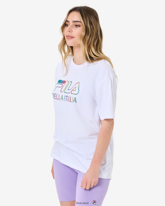 تي شيرت مادي أبيض كبير الحجم من فيلا BX00H42944 أبيض FILA