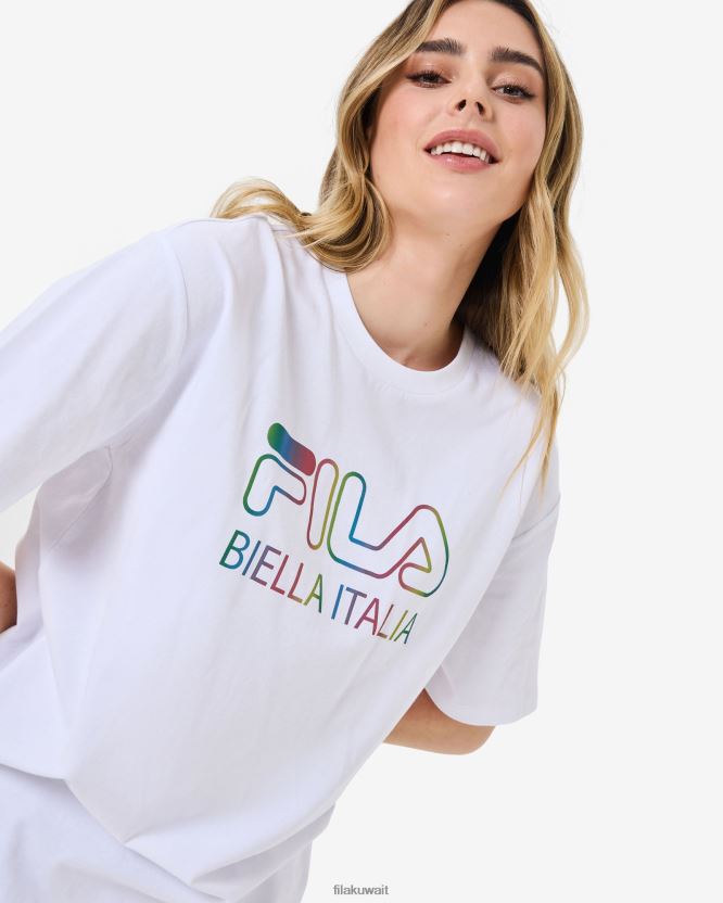 تي شيرت مادي أبيض كبير الحجم من فيلا BX00H42944 أبيض FILA