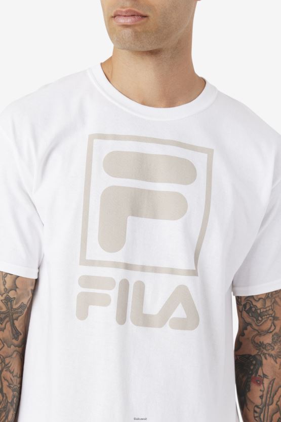 تيشيرت مكدس باللون الأبيض BX00H4305 أبيض FILA