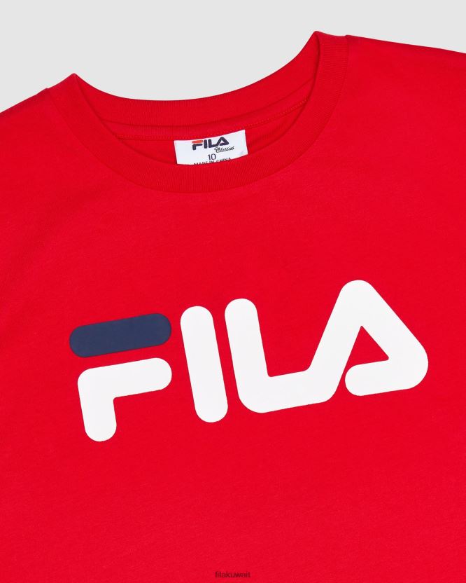 تي شيرت فيلا كلاسيكي للأطفال باللون الأحمر BX00H43098 أحمر FILA