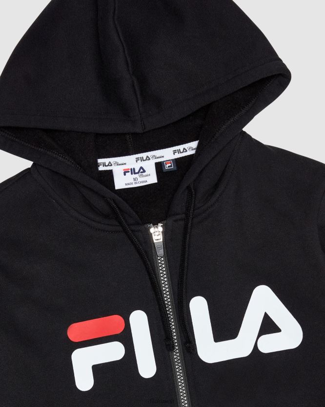 سترة بغطاء للرأس كلاسيكية للأطفال باللون الأسود BX00H43101 أسود FILA