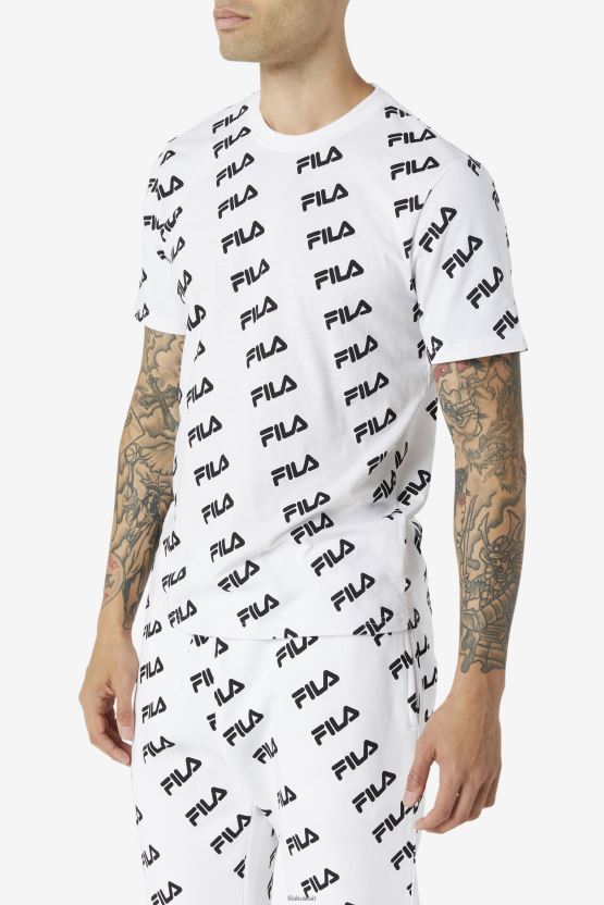 تيشيرت بشعار قطري أبيض/أسود BX00H4407 أبيض أسود FILA