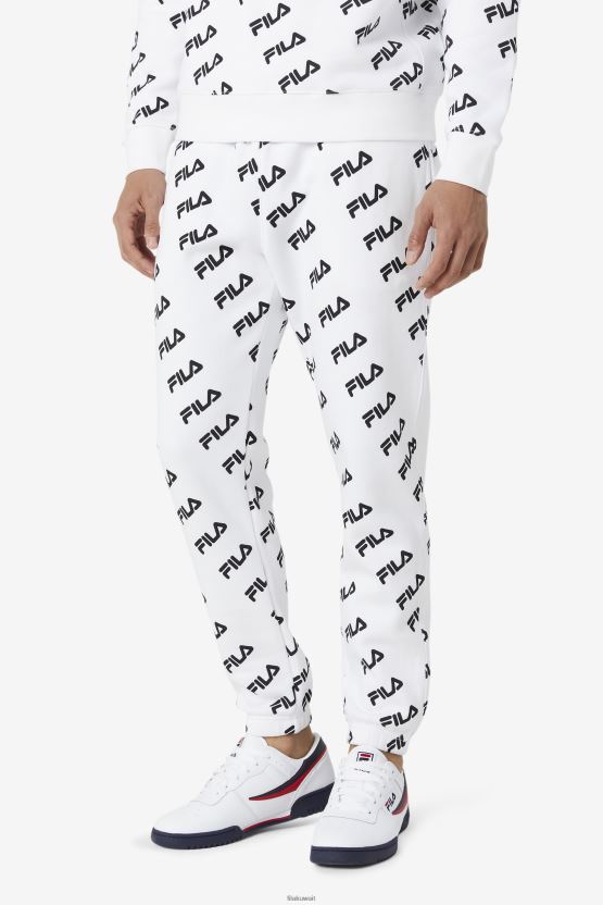 بنطال رياضي بشعار فيلا أبيض/أسود BX00H4699 أبيض أسود FILA