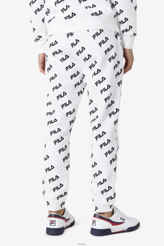بنطال رياضي بشعار فيلا أبيض/أسود BX00H4699 أبيض أسود FILA