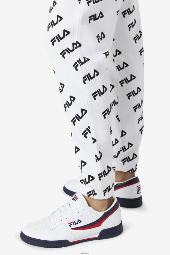 بنطال رياضي بشعار فيلا أبيض/أسود BX00H4699 أبيض أسود FILA