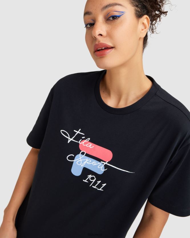 تي شيرت Cinzia للسيدات من Fila باللون الأسود BX00H42839 أسود FILA