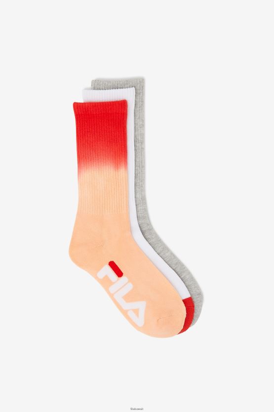 جوارب نسائية من Dip Dye Crew مكونة من 3 قطع بلون الخوخ BX00H41013 خَوخ FILA