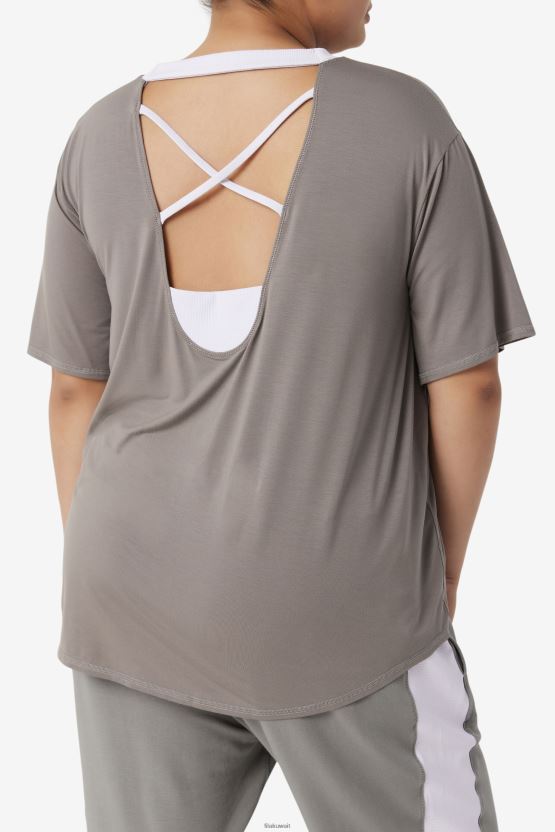 بلوزة Fi-Lux بأكمام قصيرة Fila Gargoyle/أزرق لافندر BX00H41922 مرغول / لافندر أزرق FILA