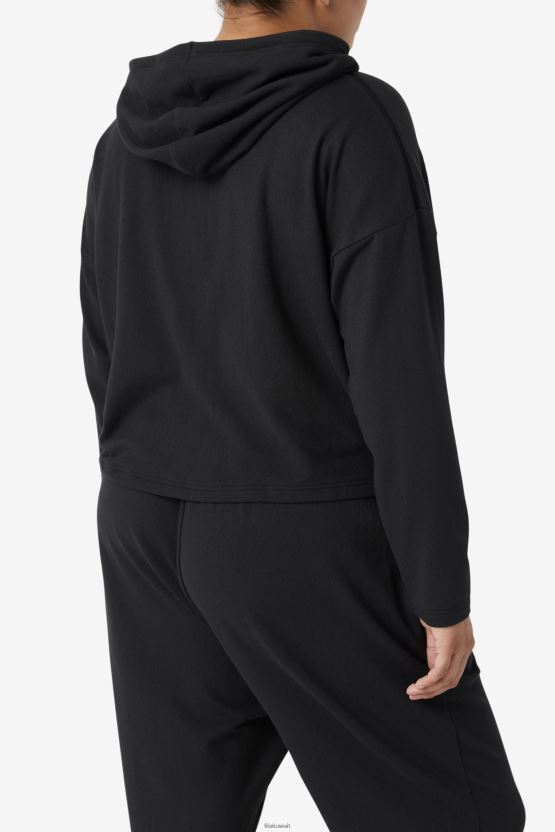 Fi-lux سترة بغطاء للرأس باللون الأسود BX00H41889 أسود FILA