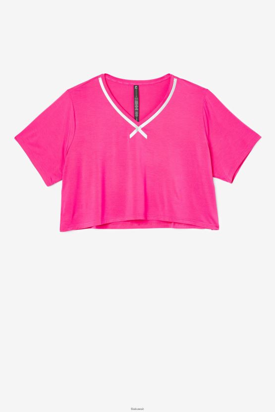 بلوزة Fi-lux Hi-Low Crop Top باللون الوردي الفاتح BX00H41916 وردي مشرق FILA