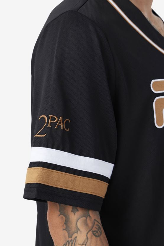 أسود/بني التبغ/أبيض Fila 2pac قميص بيسبول BX00H4213 أسود/بني التبغ/أبيض FILA