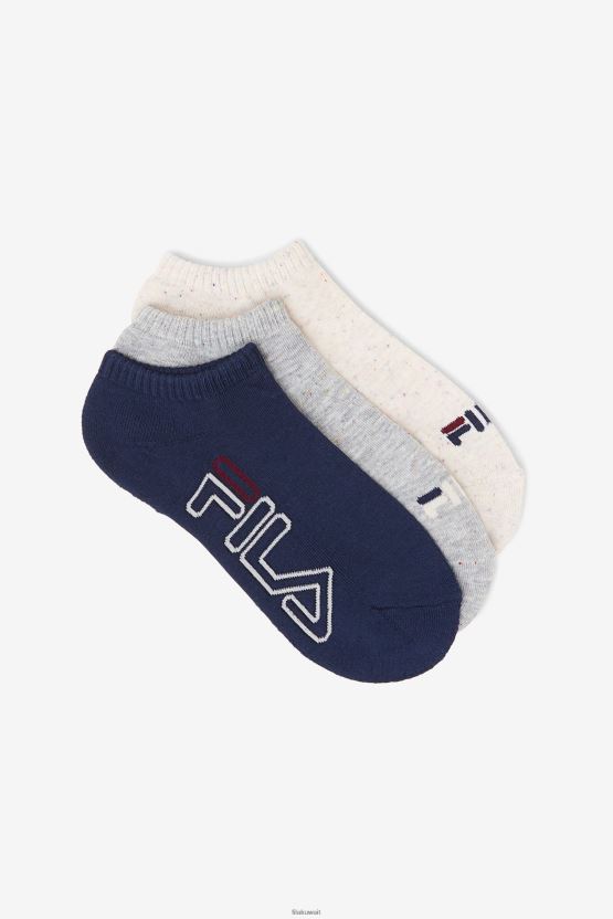 جوارب Fila النسائية المخططة بدون عرض، 3 قطع، أبيض BX00H41093 أبيض FILA