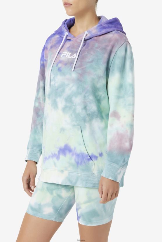 سترة بغطاء رأس مصبوغة بصبغة ربطة عنق زرقاء من أروبا، Fila Aerolynn BX00H41527 أروبا صبغ التعادل الأزرق FILA