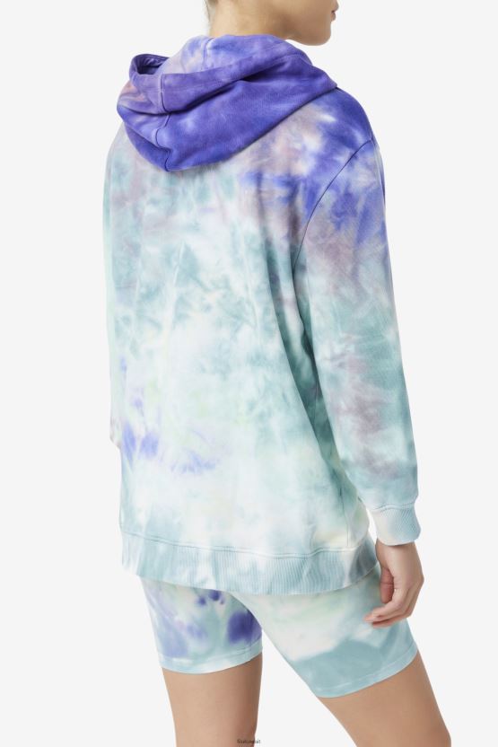 سترة بغطاء رأس مصبوغة بصبغة ربطة عنق زرقاء من أروبا، Fila Aerolynn BX00H41527 أروبا صبغ التعادل الأزرق FILA